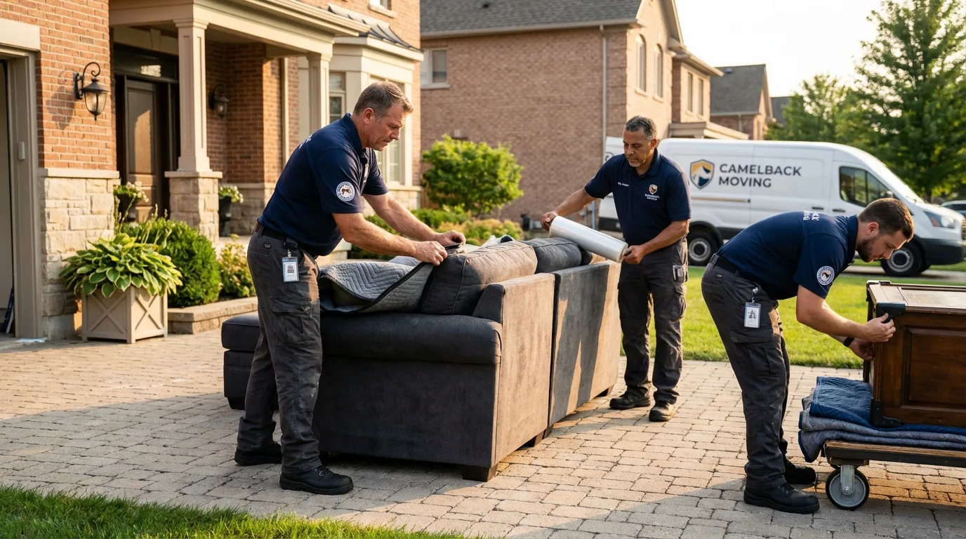 Large estate moving crew wrapping furniture in Shullsburg, WI