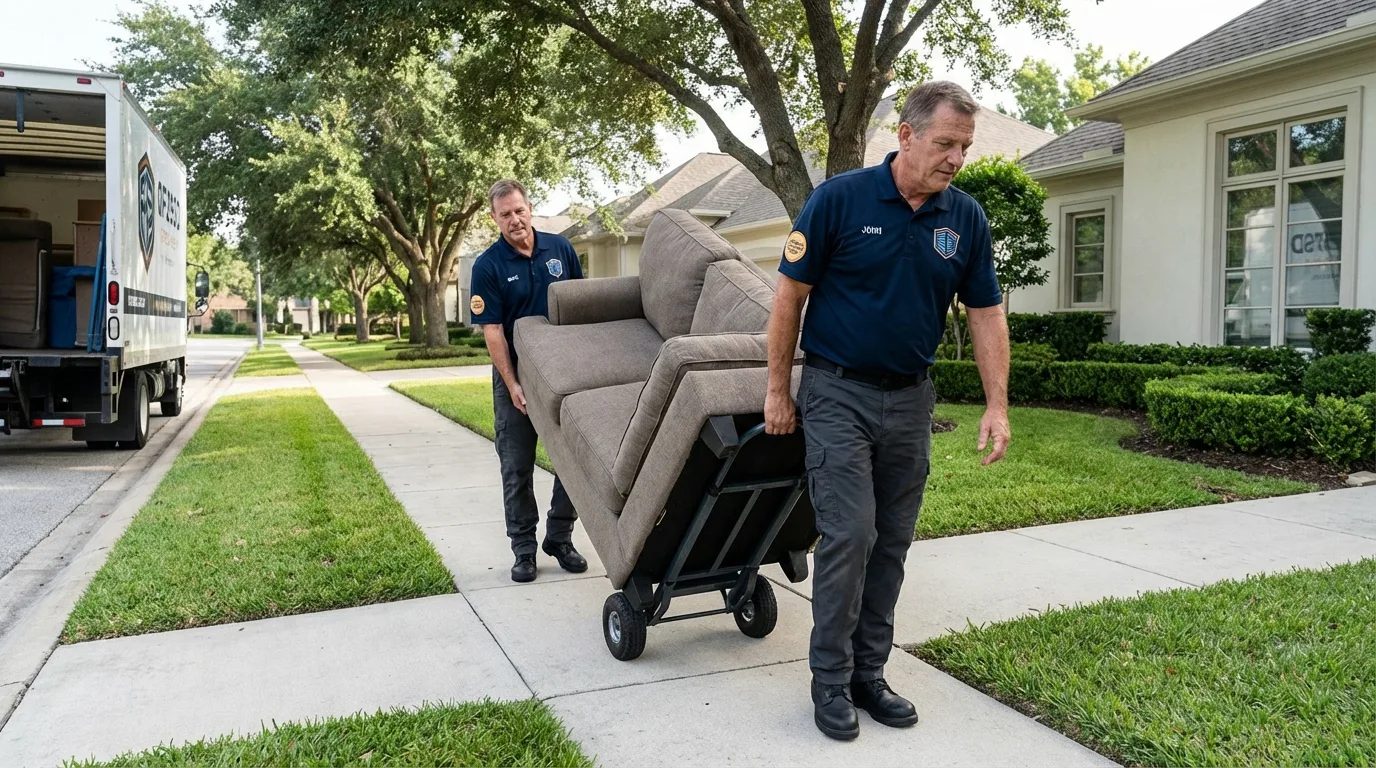 Local residential moving crew loading furniture in Shullsburg, WI